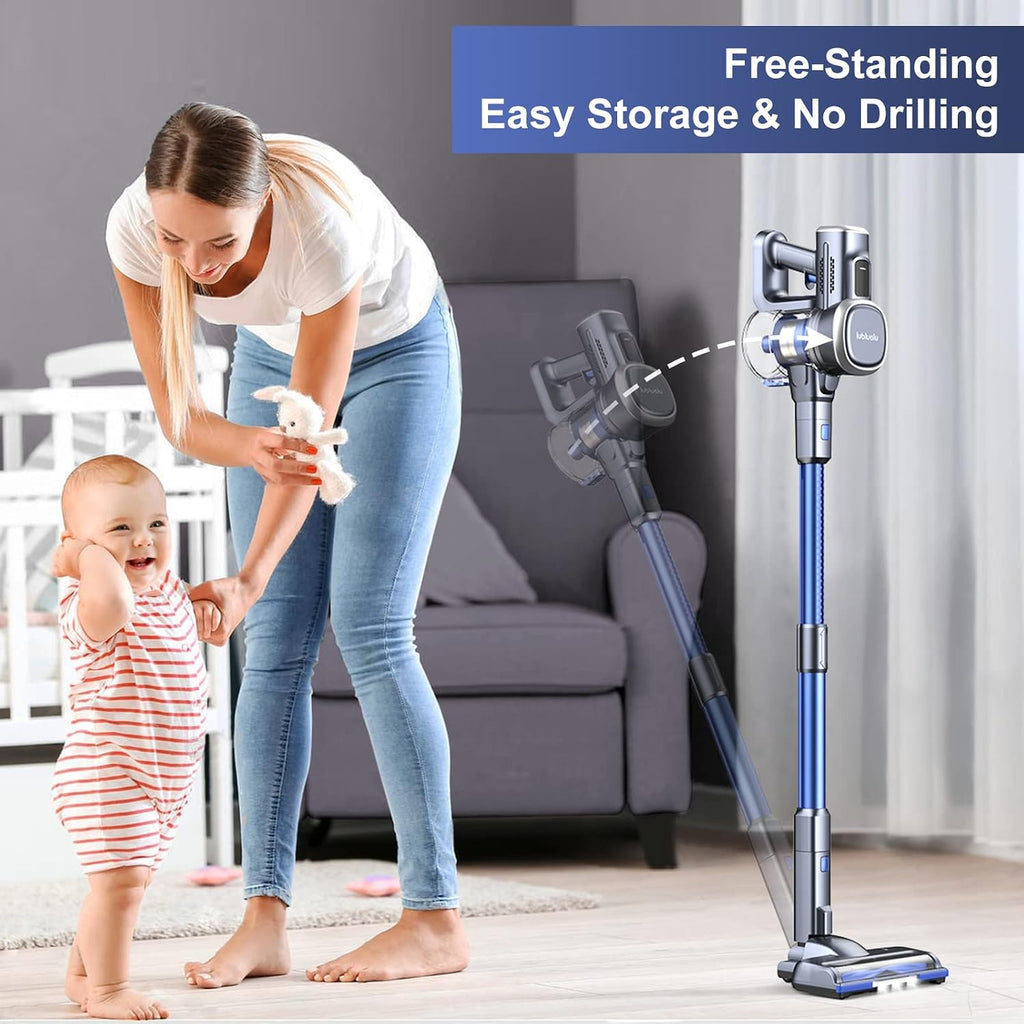 Cordless Stick Vacuum Cleaner, Lightweight 235W Brushless Motor, Rechargeable Battery, Self-Standing Design, Handheld for Carpet, Hard Floor, and Pet Hair