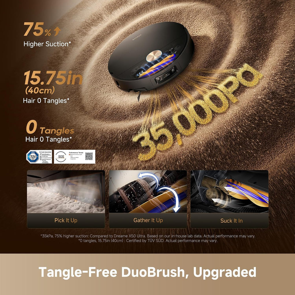X60 Max Ultra Complete Robot Vacuum and Mop, Upgraded from X50 Series, 3.13in (7.95cm) Ultra-Thin Design, 35,000Pa Suction, Self Emptying&Refilling, Mop Self-Cleaning, 280+ Obstacle Avoidance